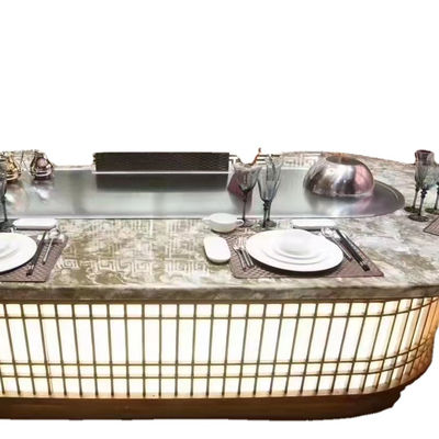 acheter Commercial Teppanyaki Grill with German 304 Stainless Steel and 20 mm Heating Plate in 2200*850*800 mm Size fabrication en ligne