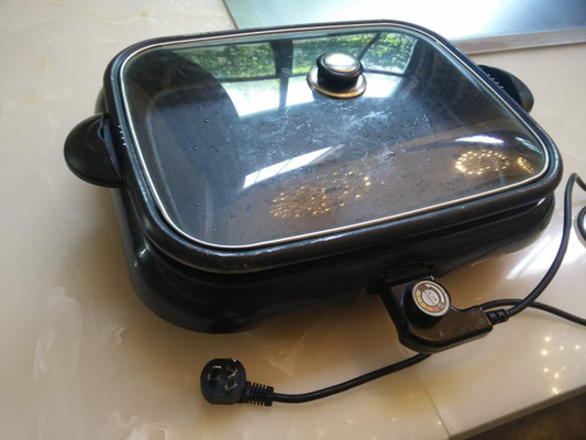 Le barbecue commercial de couleur noire de fer de moulage grille des poissons grillant la taille portative transparente de couverture en verre