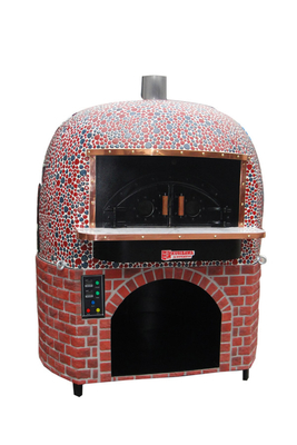 Four rond de pizza de Lava Rock Wood Fire Italy avec les carreaux de céramique noirs ou rouges