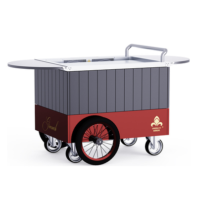 Red Mobile Teppanyaki Grill 16 pouces roues personnalisées libre de mouvement Matériau de qualité alimentaire Hibachi Grill Table