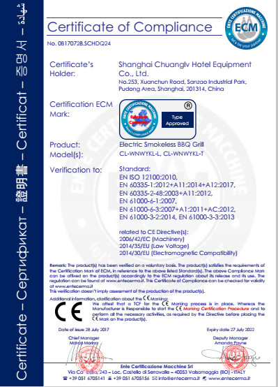 LA CHINE Shanghai Chuanglv Catering Equipment Co., Ltd certifications